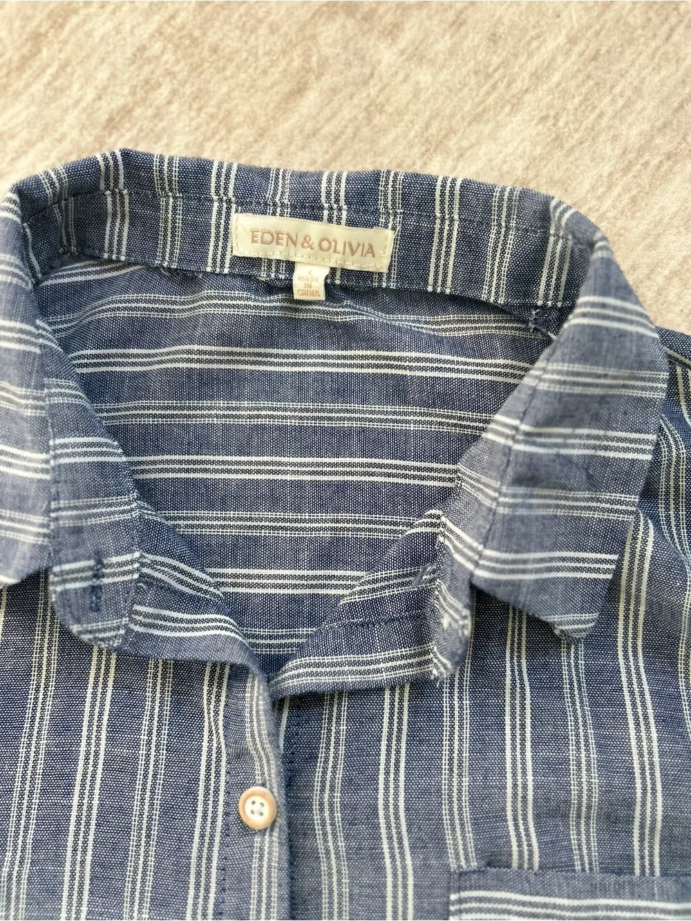 Eden & Olivia Blue Striped Tie Front Button Down Shirt M